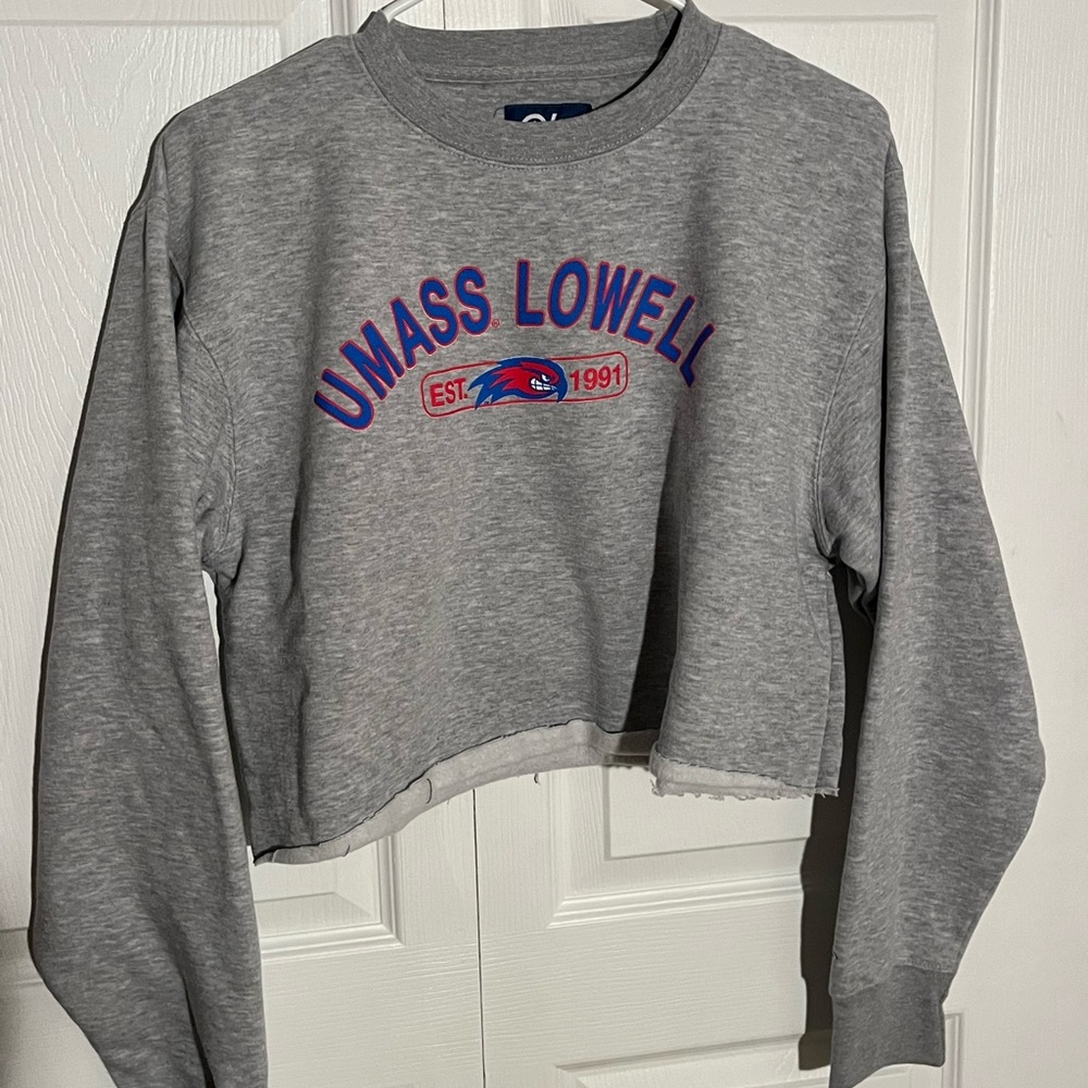 Gray UMass Lowell Cropped Sweatshirt